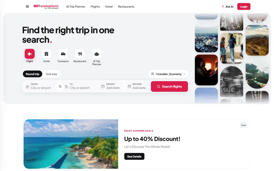 Traveloptions Africa website